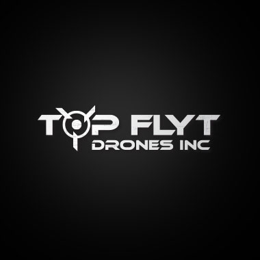 Top Flyt Drones wordmark logo by the evolving digital